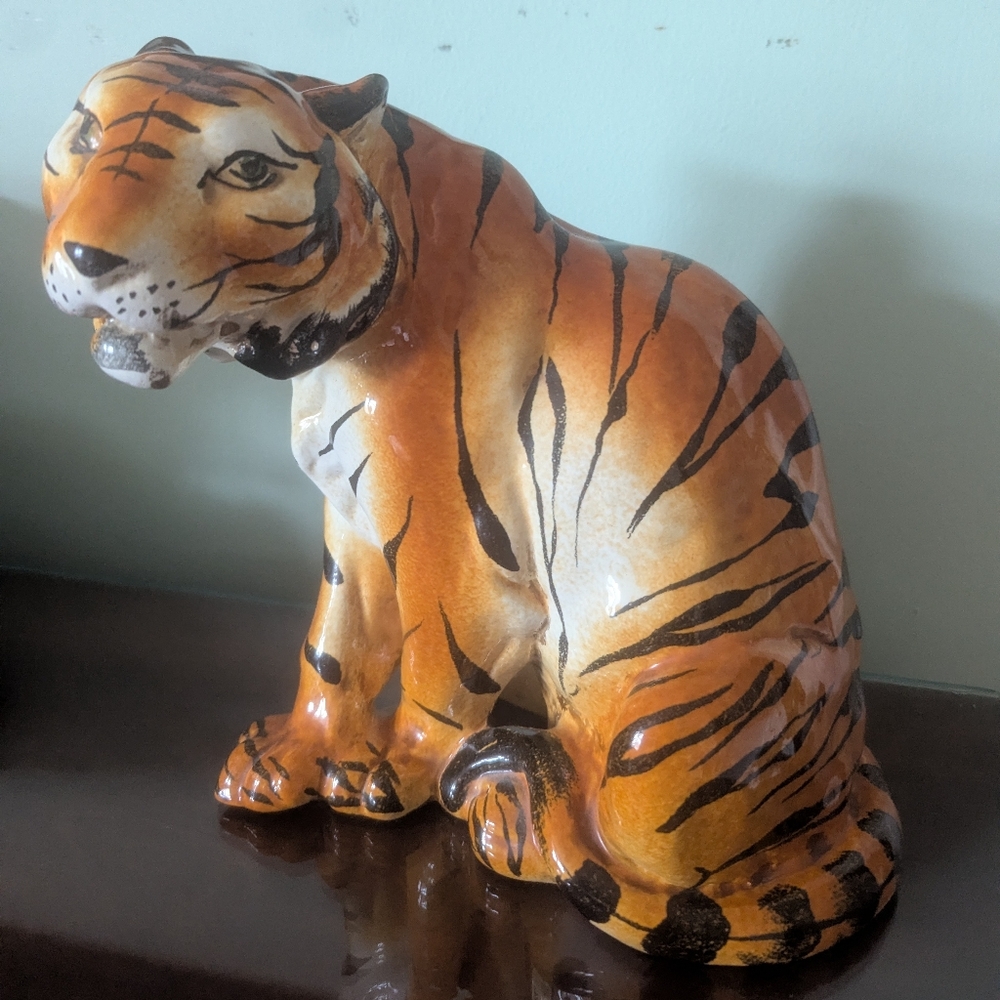 Handcrafted Ceramic Vintage Tiger Figurine/Statue